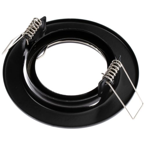 HALOGÉN lámpatest, süllyesztett, mozgatható, kerek, fekete lemez, GU10 MR16