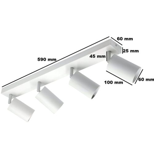 QUALIS SPOT mennyezeti lámpa Reflektor Halogén lámpatest 4xGU10 Fehér