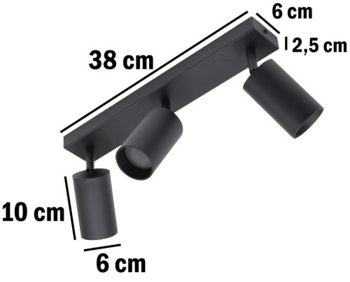 Mennyezeti lámpa 3x GU10 SPOT LED lámpa QUALIS III Fekete