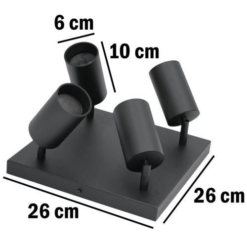 QUALIS SPOT mennyezeti lámpa, halogén lámpatest, 4xGU10, fekete