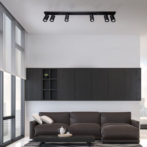 QUALIS SPOT mennyezeti lámpa Reflektor Halogén lámpatest 6xGU10 Fekete