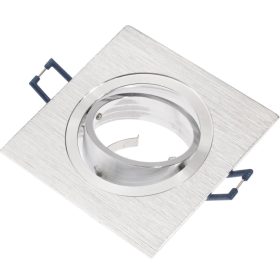   HALOGÉN lámpatest, süllyesztett, mozgatható, négyzetes, ezüst, szálcsiszolt, GU10