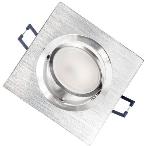 HALOGÉN lámpatest, süllyesztett, mozgatható, négyzetes, ezüst, szálcsiszolt, GU10