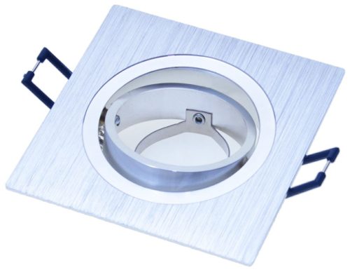 HALOGÉN lámpatest, süllyesztett, mozgatható, négyzetes, ezüst, szálcsiszolt, GU10