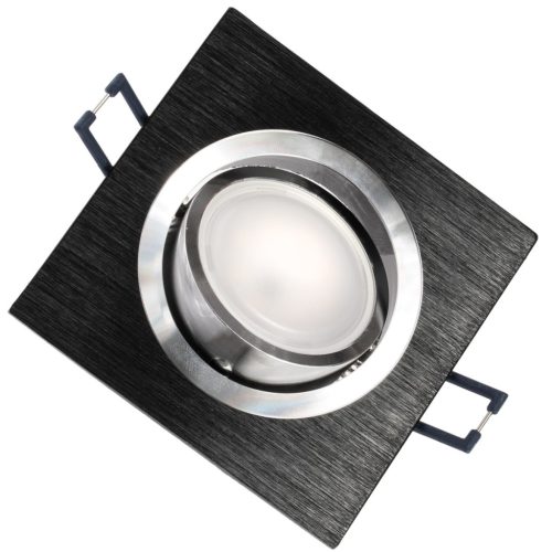 HALOGÉN lámpatest, süllyesztett, mozgatható, négyzet alakú, fekete, szálcsiszolt, GU10