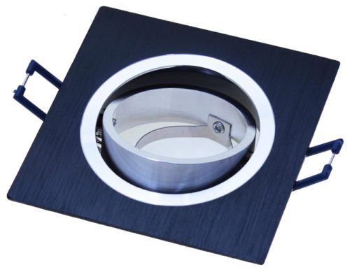 HALOGÉN lámpatest, süllyesztett, mozgatható, négyzet alakú, fekete, szálcsiszolt, GU10