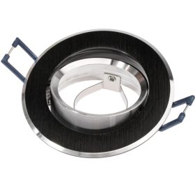   HALOGÉN lámpatest, süllyesztett, mozgatható, kerek, fekete, szálcsiszolt, GU10