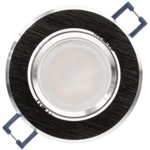 HALOGÉN lámpatest, süllyesztett, mozgatható, kerek, fekete, szálcsiszolt, GU10