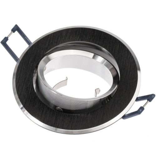 HALOGÉN lámpatest, süllyesztett, mozgatható, kerek, fekete, szálcsiszolt, GU10