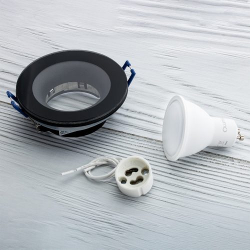 AQUA HALOGÉN lámpatest süllyesztett fix kerek fekete GU10 IP44