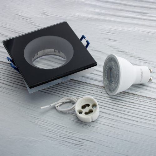 AQUA HALOGÉN Fixture fix négyzet alakú fekete GU10 IP44