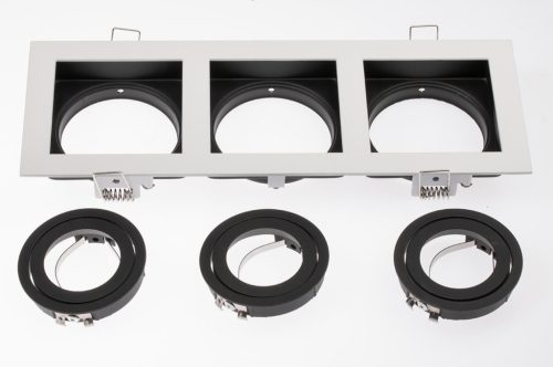 HALOGÉN lámpatest GEMINUS süllyesztett mozgatható SQUARE fehér 3x GU10