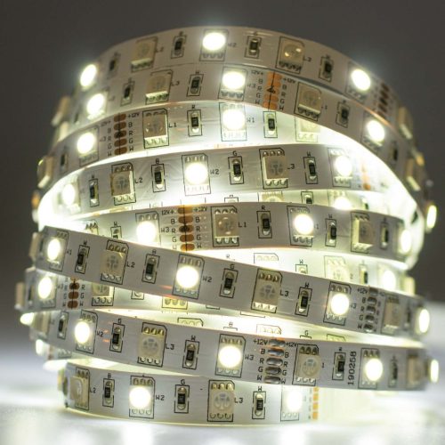 LED szalag 12V 72W 300LED 5050 RGB + semleges szín 10mm 5m