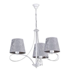   Klasszikus mennyezeti függőlámpa ezüst fehér csillár nappali szövet lámpabúrához 3xE27