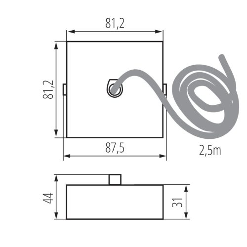 2,5 m-es LED lineáris lámpatesthez, fekete, ALIN Kanlux