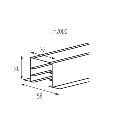 3 áramkörű sín, süllyesztett, 2m, fehér, TEAR KANLUX