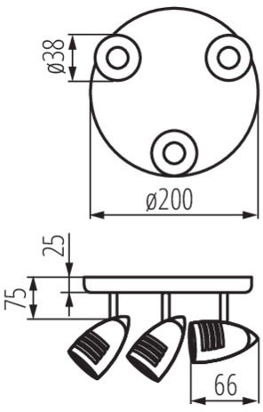 MOLI mennyezeti lámpatest 3x GU10 KRÓM Szőnyeg Kanlux