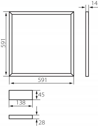 Avar LED Panel Világító Keret + Tápegység 6000K 40W Négyzet Fehér KANLUX