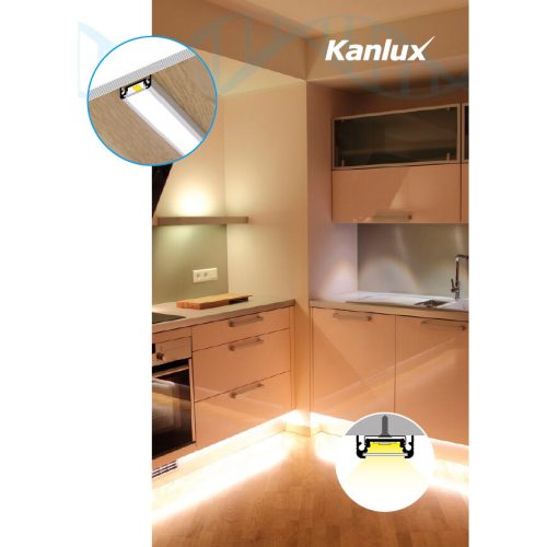 Felületre szerelt alumínium profil PROFILO D 1m Silver matt ernyővel és KANLUX végzárókkal