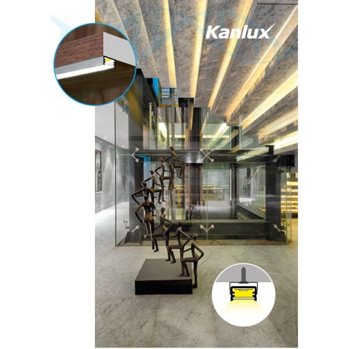 Felületre szerelt alumínium profil PROFILO B 1m Silver matt ernyővel és KANLUX végzárókkal