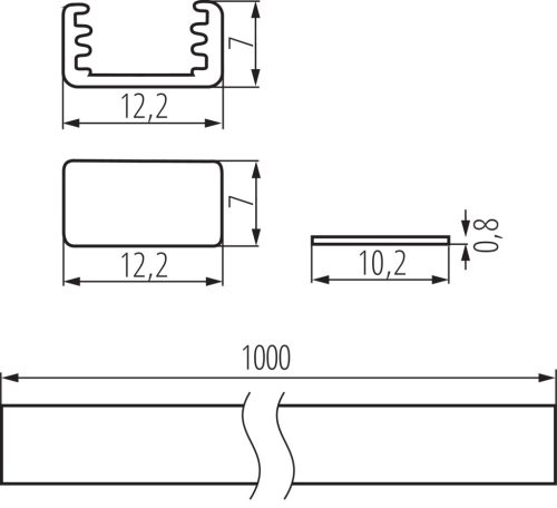 Felületre szerelt alumínium profil PROFILO B 1m Silver matt ernyővel és KANLUX végzárókkal