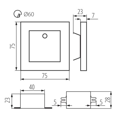 LED-es lépcsőház világítás APUS 0.8W 13lm 3000K meleg mozgásérzékelő KANLUX