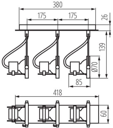 SONDA 3x GU10 KRÓM Szőnyeg Kanlux mennyezeti lámpatest