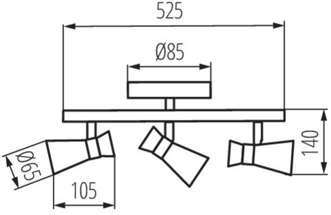 MILENO mennyezeti lámpa lámpatest 3x GU10 ezüst réz 53cm Kanlux