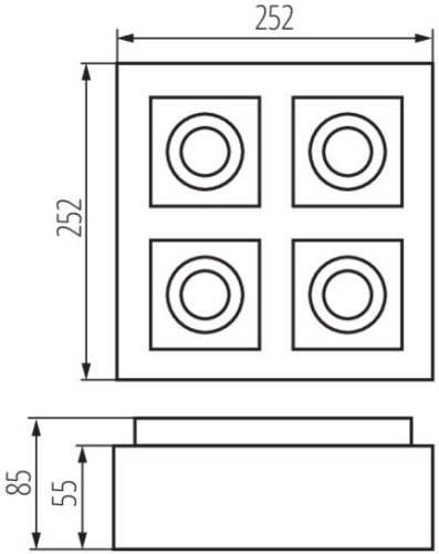 Felületre szerelhető halogén spotlámpa SPOT mozgatható fekete 4xGU10 STOBI Kanlux
