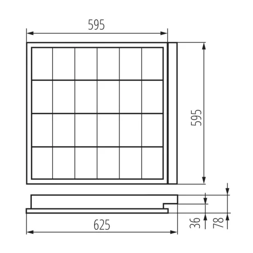 LED panel mennyezeti lámpa G13 60x60cm süllyesztett, négyzet alakú, fehér REGIS Kanlux