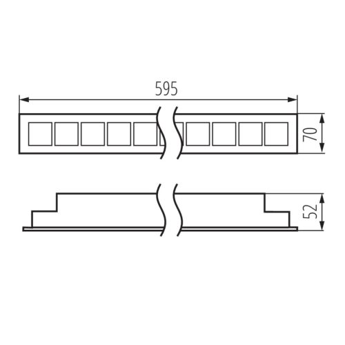 Lineáris mennyezeti LED lámpa 23W 50cm 2500lm 3000K Meleg 60° Süllyesztett fekete Kanlux
