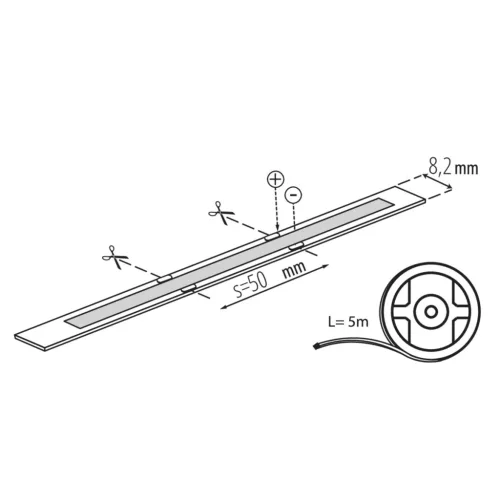LED szalag LCOB 50W 3000K meleg IP65 24V DC 5m KANLUX
