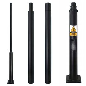   Összecsukható világítóoszlop utcai lámpákhoz, kémlelőablakkal, 3 m átmérőjű, 60 db, fekete, KOBI