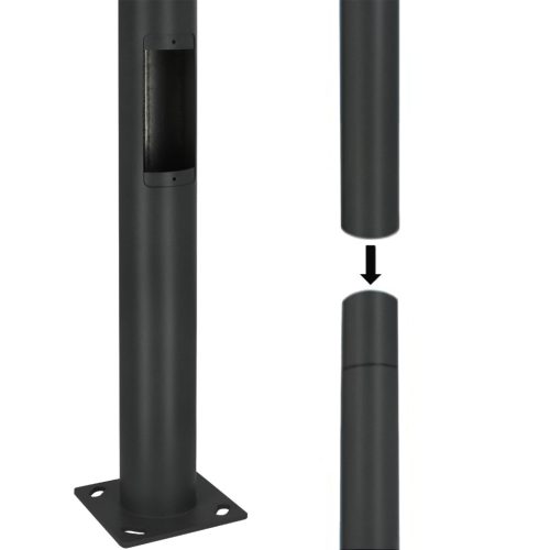 Összecsukható világítóoszlop utcai lámpákhoz, kémlelőablakkal, 3 m átmérőjű, 60 db, fekete, KOBI