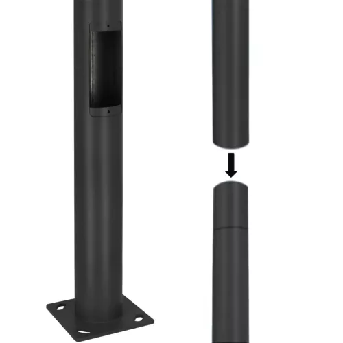Összecsukható világítóoszlop utcai lámpákhoz, kémlelőablakkal, 3 m átmérőjű, 60 db, fekete, KOBI