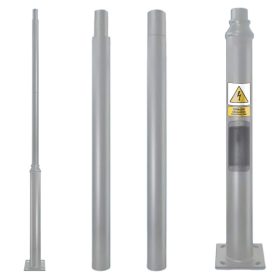   Összecsukható világítóoszlop utcai lámpákhoz, kémlelőablakkal, 3 m átmérőjű, 60 db, szürke, KOBI