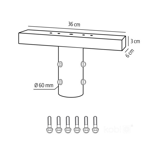 Fényszóró rögzítőkonzol BASE TP Fi 6cm fekete Kobi