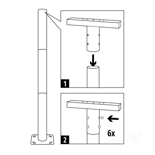 Fényszóró rögzítőkonzol BASE TP Fi 6cm fekete Kobi