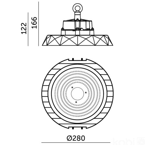 Ipari LED lámpa 90° IP65 4000K 100W 18000lm szabályozható Kobi