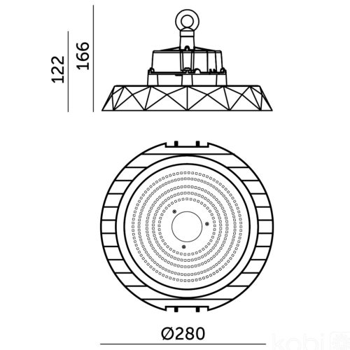 Ipari LED lámpa 120° IP65 4000K 100W 18000lm szabályozható Kobi