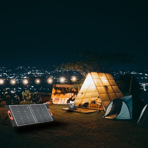 Napelemes fotovoltaikus akkumulátoros panel hordozható összecsukható napfényszóró 100 W KOBI