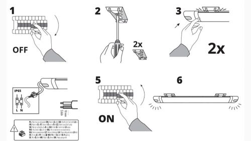 LED lámpa Lineáris Hermetikus 18W 1800lm IP65 60cm Semleges 4000K