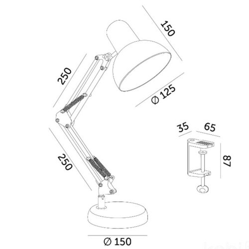 Asztali lámpa E27 Állítható, felcsavarozható fekete Kobi