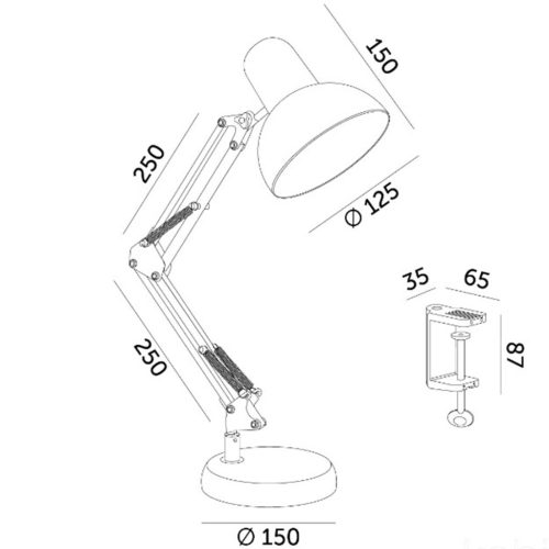 Asztali lámpa E27 Állítható, felcsavarozható, álló, fehér Kobi