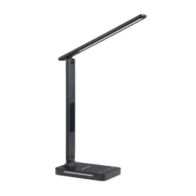   LED asztali lámpa kijelzővel, töltővel, ébresztőórával, CCT DIM, fekete, Kobi