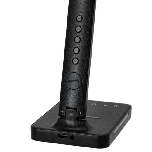 LED asztali lámpa kijelzővel, töltővel, ébresztőórával, CCT DIM, fekete, Kobi