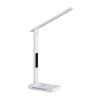 LED asztali lámpa kijelzővel, töltővel, ébresztőórával, CCT DIM, fehér, Kobi