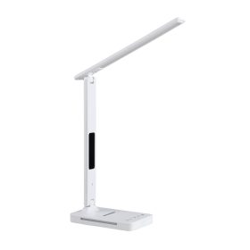   LED asztali lámpa kijelzővel, töltővel, ébresztőórával, CCT DIM, fehér, Kobi