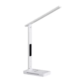   LED asztali lámpa kijelzővel, töltővel, ébresztőórával, CCT DIM, fehér, Kobi