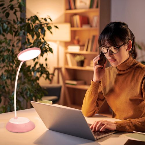 LED asztali lámpa 5W vezeték nélküli szabályozható CCT DIM rózsaszín Kobi